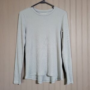 American Eagle Ribbed Long Sleeve Shirt Crew Neck Teal Blue Women's Small